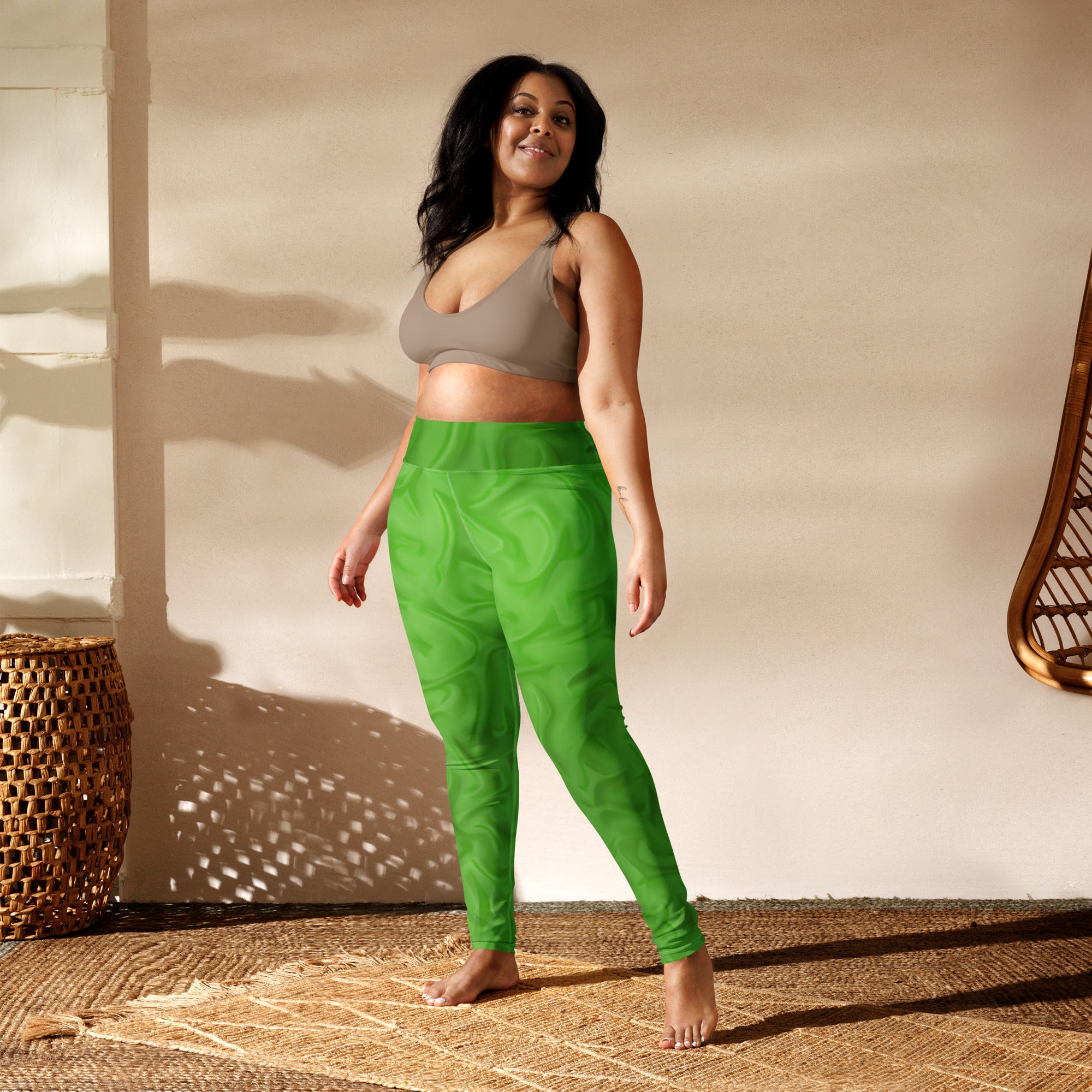 Lime Green Dance leggings. Gym or Workout High Waist Leggings. Yoga Pants. "Brat365" Streetwear by WickedYo.